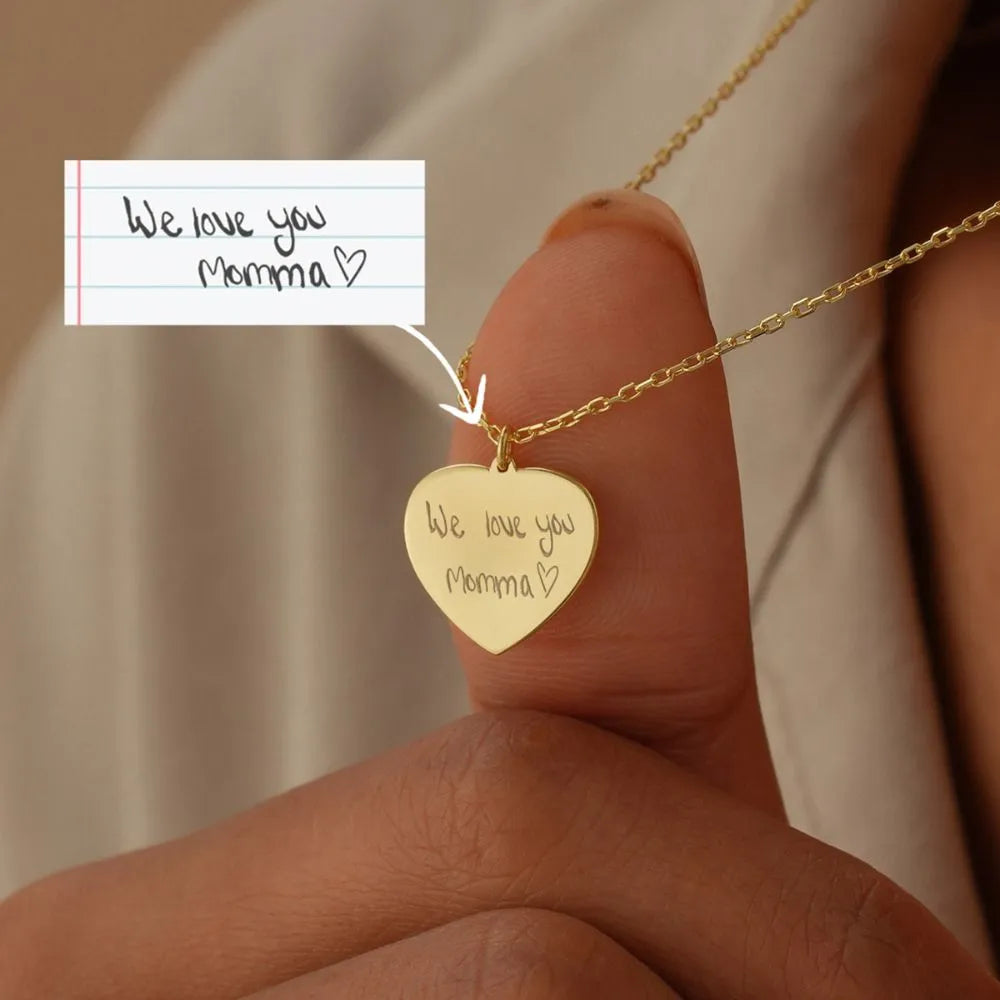 Heart Necklace - Custom Handwriting