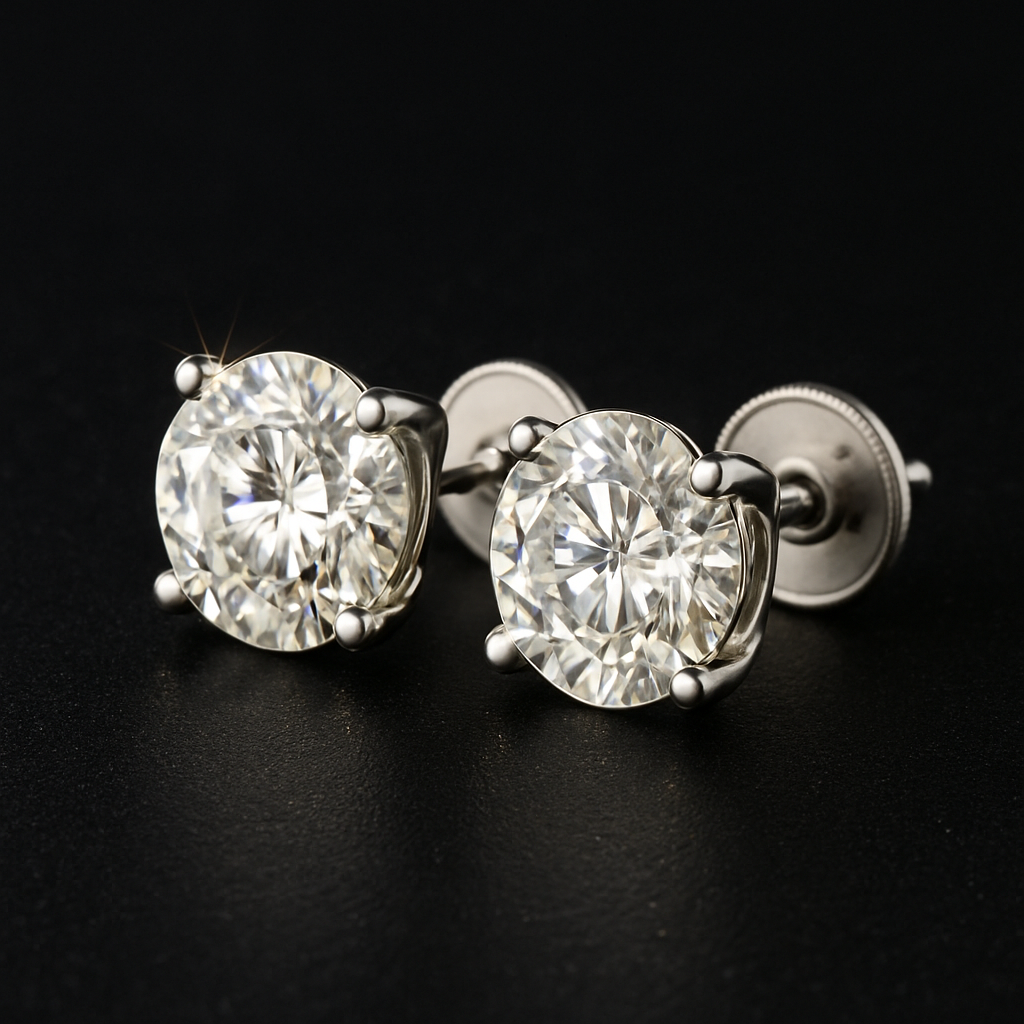925 Sterling Silver 6MM Cubic Zirconia Solitaire Stud Earrings