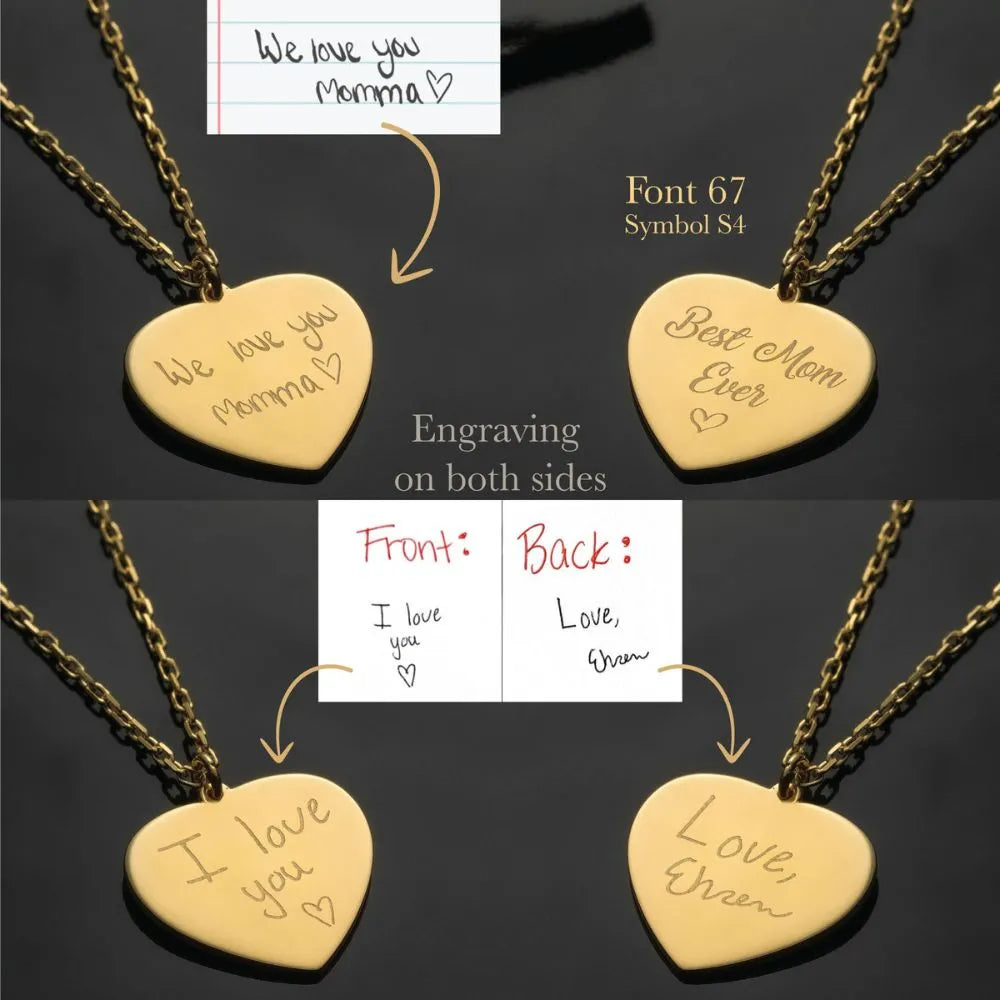 Heart Necklace - Custom Handwriting