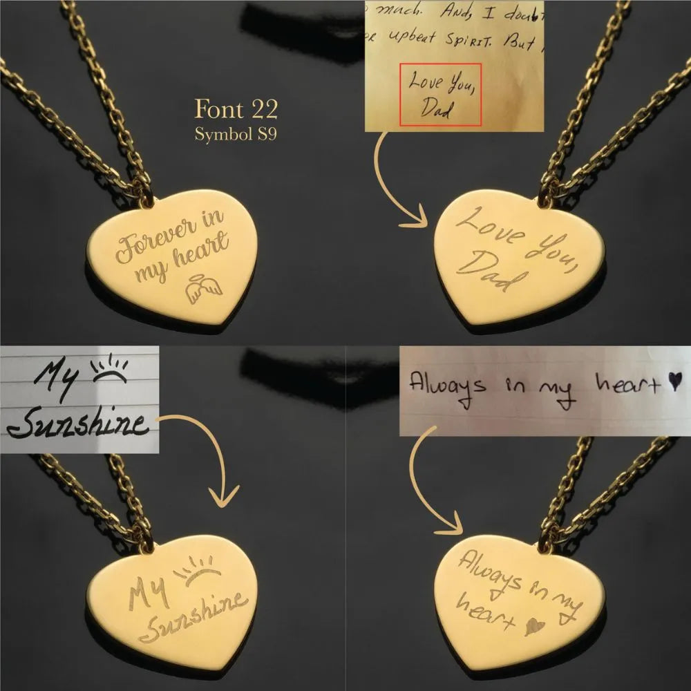Heart Necklace - Custom Handwriting