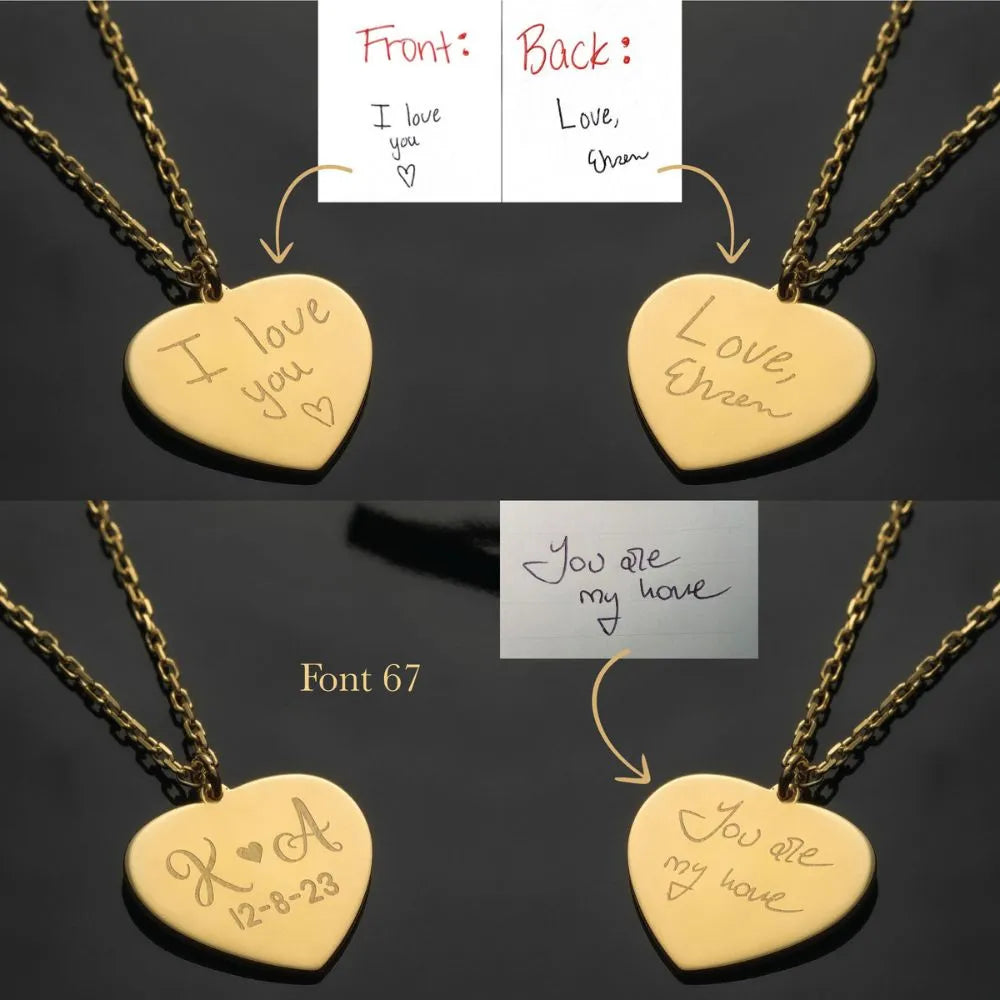 Heart Necklace - Custom Handwriting