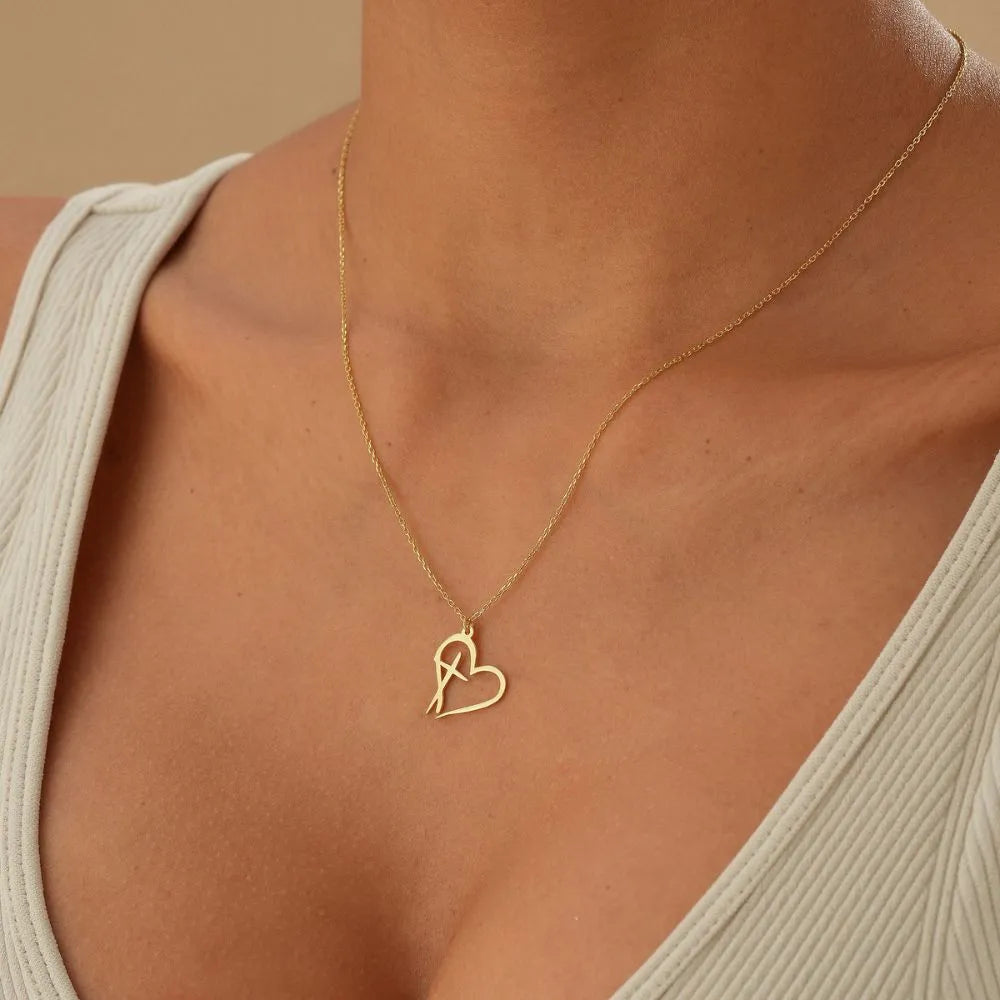Minimalist Heart Cross Necklace