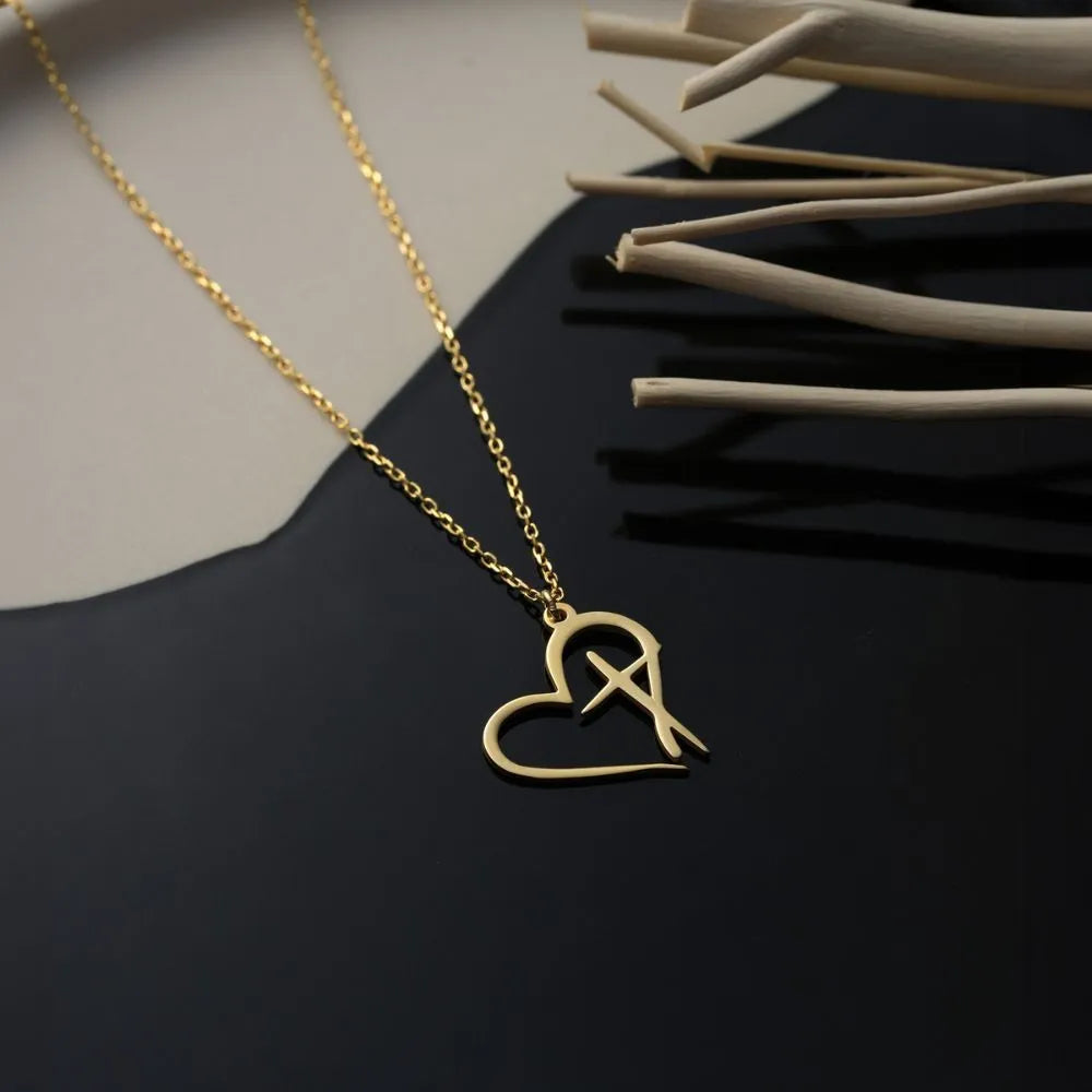 Minimalist Heart Cross Necklace