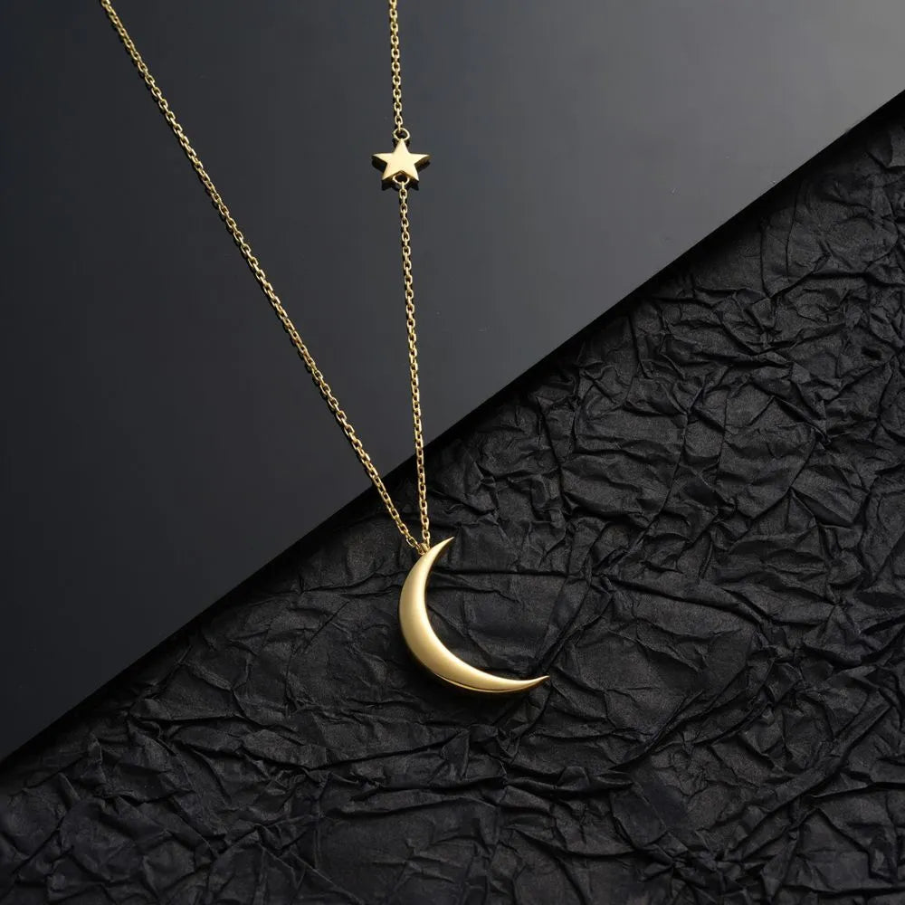 Dainty Moon and Star Necklace