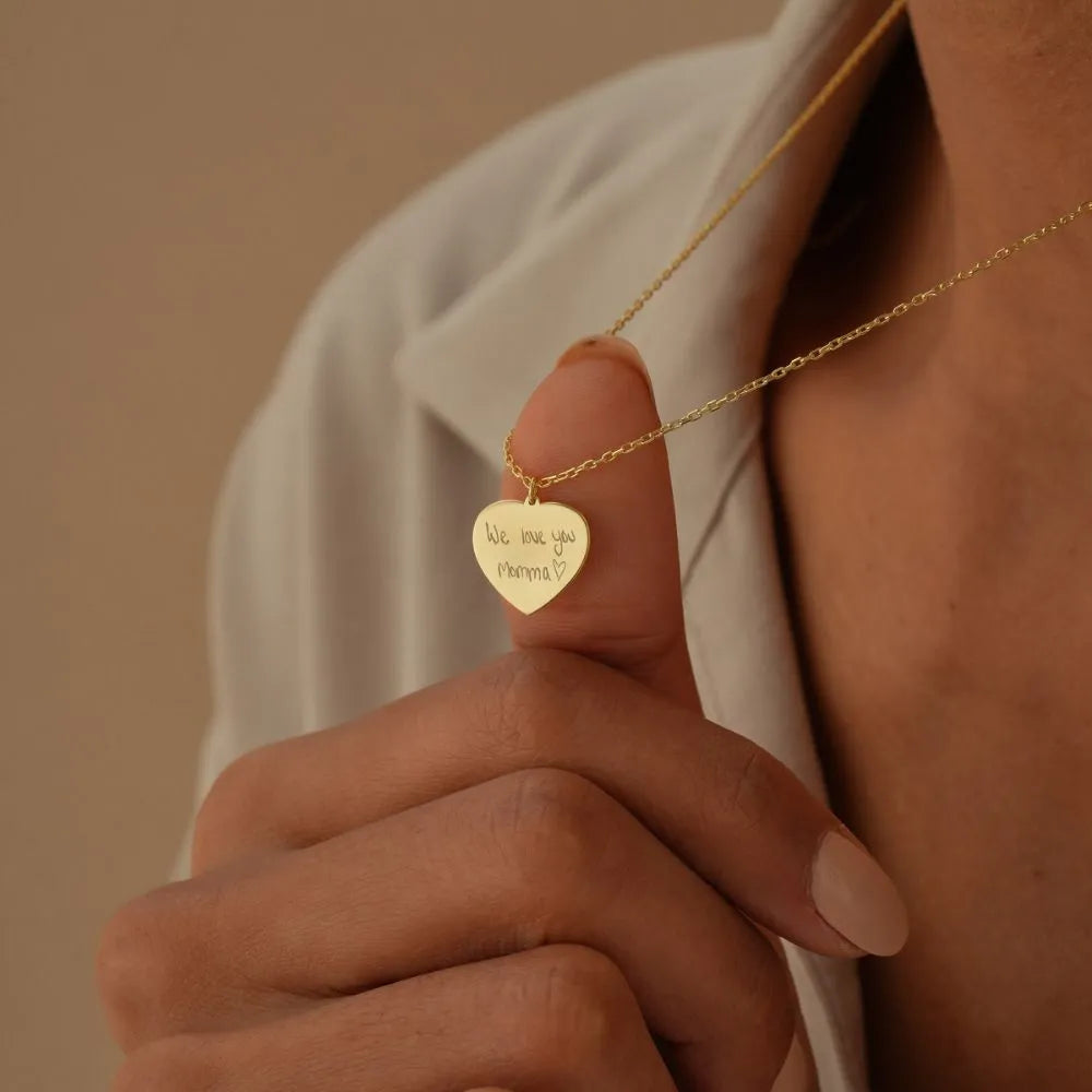 Heart Necklace - Custom Handwriting
