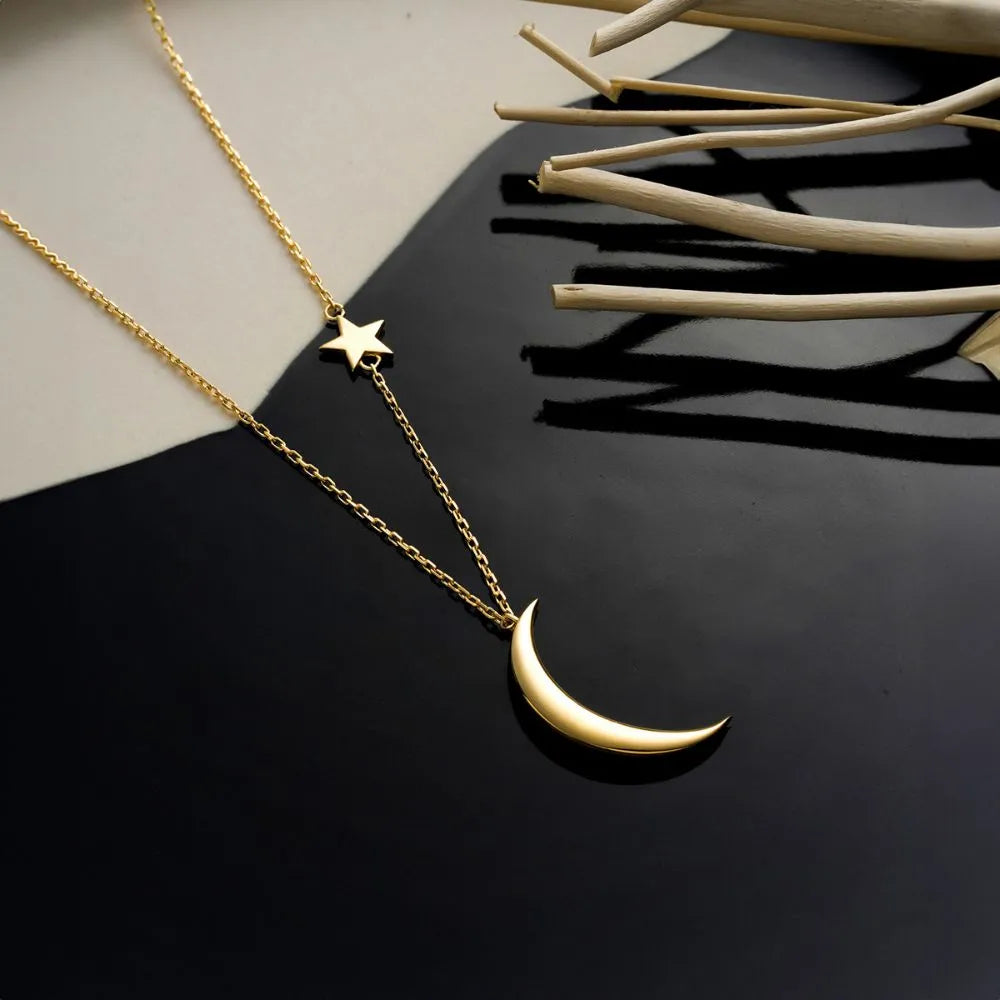 Dainty Moon and Star Necklace