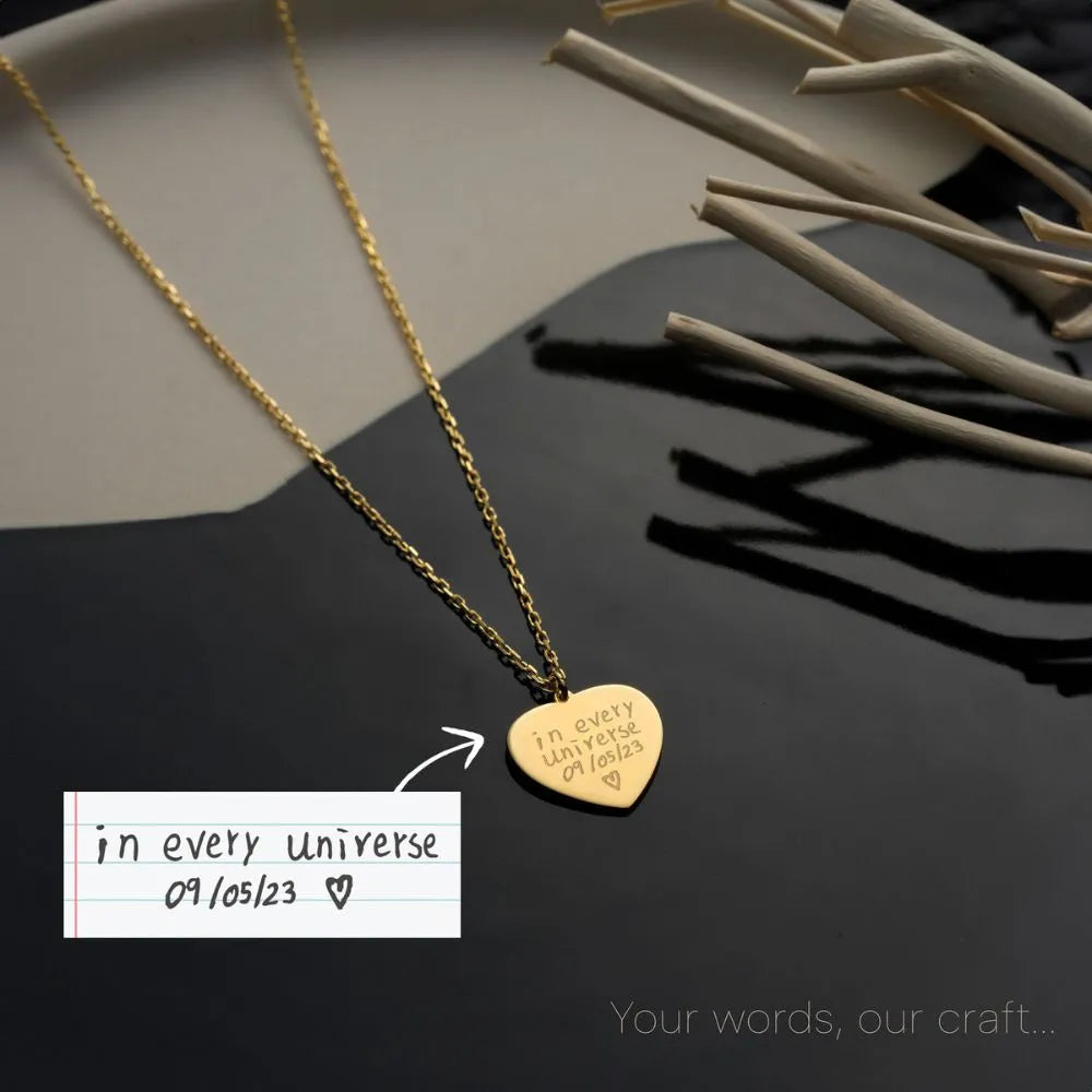 Heart Necklace - Custom Handwriting