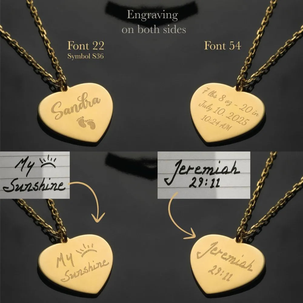 Heart Necklace - Custom Handwriting