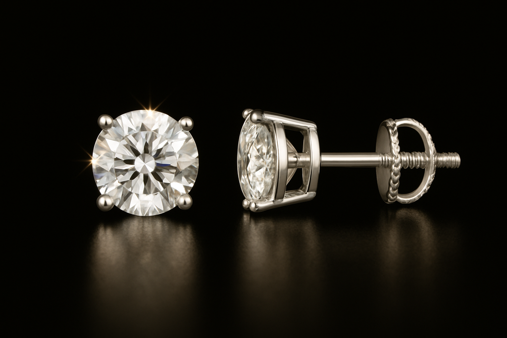 925 Sterling Silver 6MM Cubic Zirconia Solitaire Stud Earrings